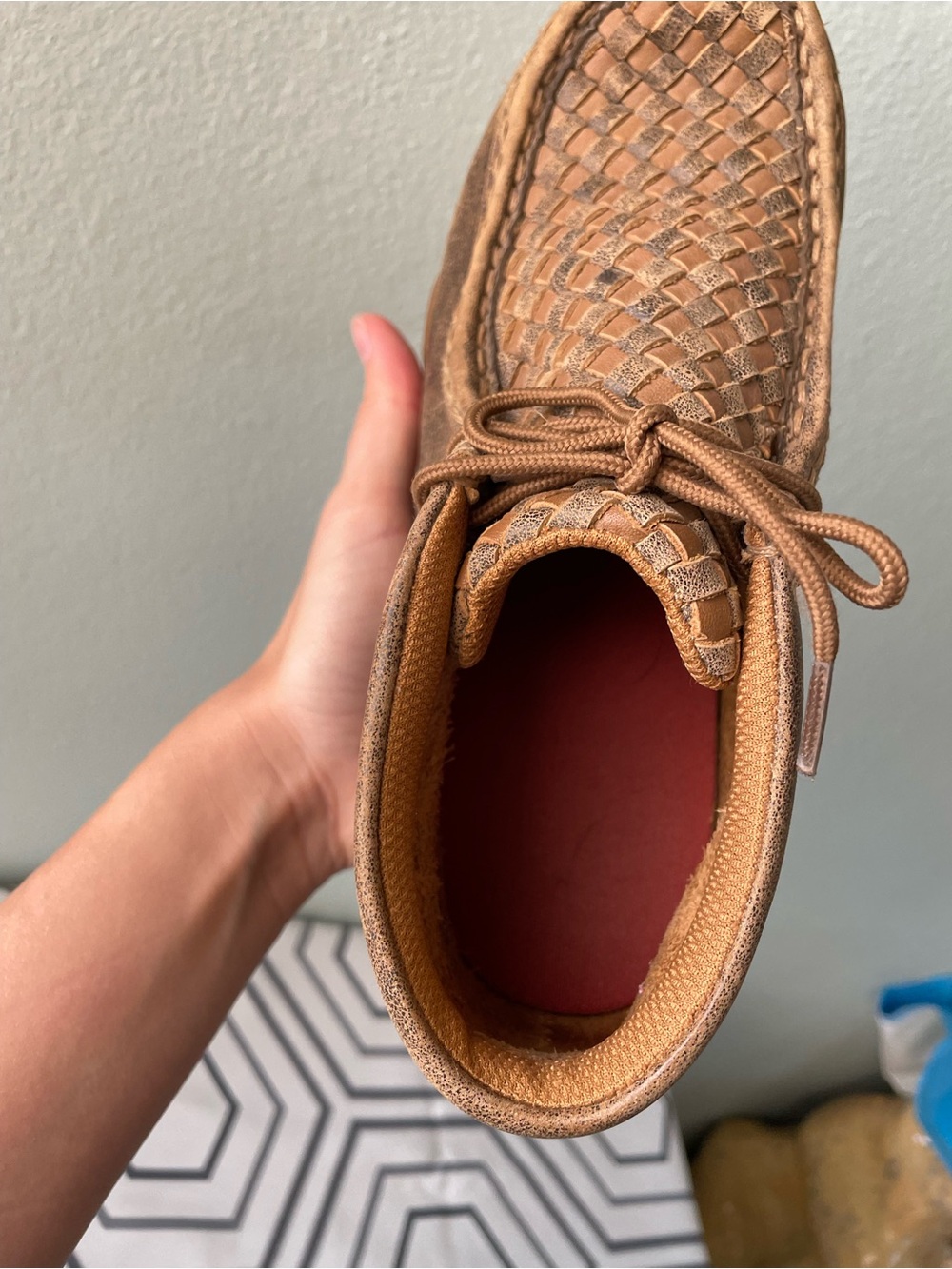 Twisted X | Youth Brown Chukka Basketweave Woven Leather Ankle Moccasins - Picture 7 of 9